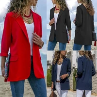 fashion blazer womens suit jackets long seelve solid coat office ladies jacket casual outerwear suit blazer mujer chaqueta mujer