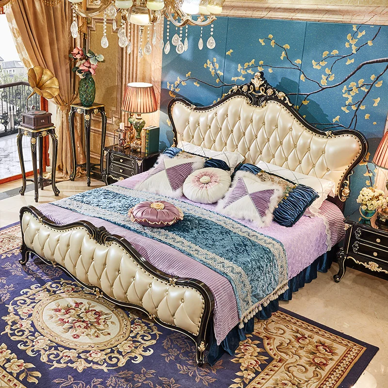 Комплект мебели для спальни из цельного дерева в классическом стиле King|Кровати| |