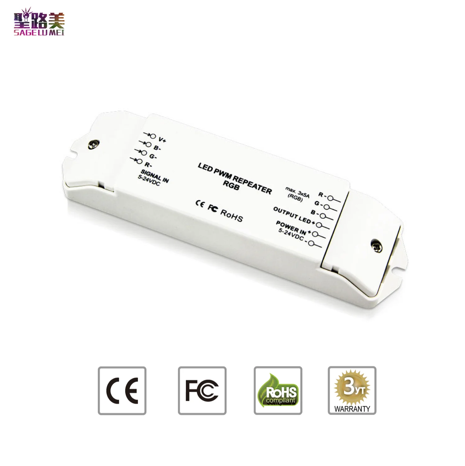 

BC-963 3CH RGB DC 5V ~ 24V Max. 5A 3CH PWM BINCOLOR