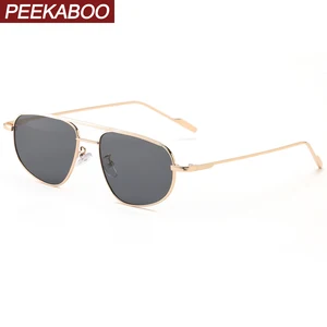 Peekaboo metal frame oval sunglasses for men double bridge women sun glasses uv400 green gold dropsh