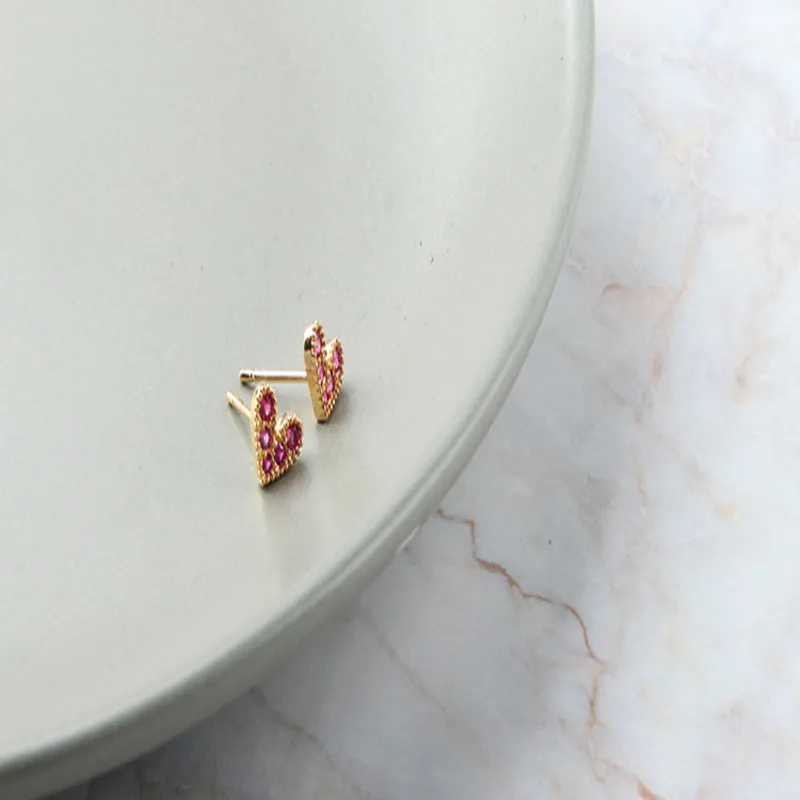 18K Золотые гальванические несмываемый серьги обручи сердце в форме сердца