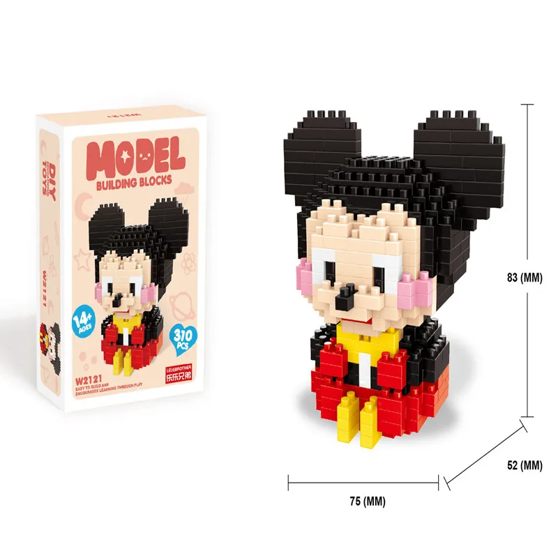 

Disney Donald Duck Mickey Minnie Minnie Star Dew Model Magic Building Blocks Children's Toy Teddy Bear Set Cute Mini Miniature B