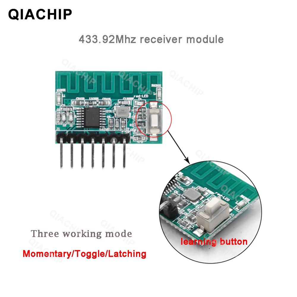 QIACHIP EV1527 Learning Code 433Mhz Wireless Remote Control Switch RX136E RF Receiver Module 4 Channel Output For Gate Diy Kit
