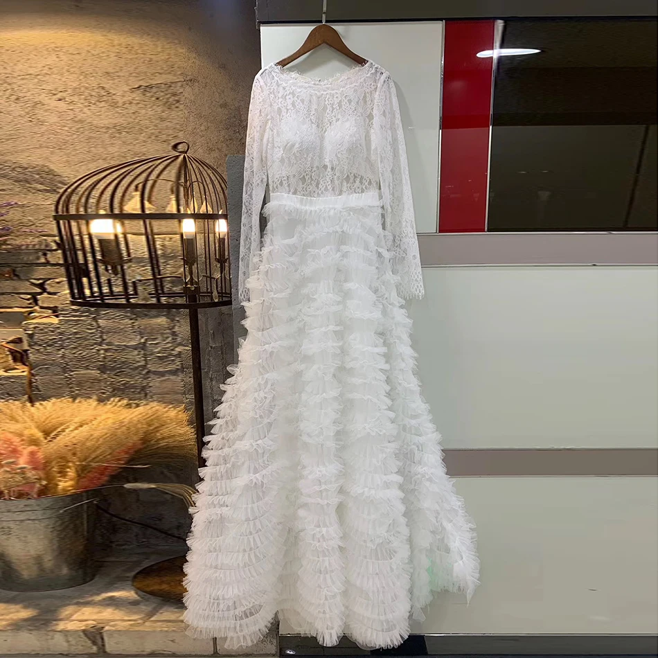 Ailigou Бесплатная доставка 2020 новый A-Line шикарные ламинированные жабо дизайн