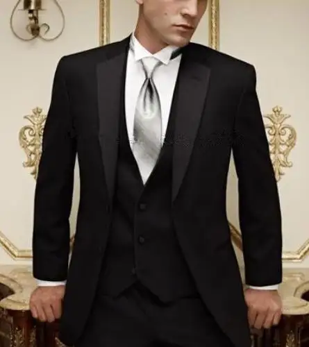 Высококачественный мужской галстук с вырезом на лацкане черный для свадьбы