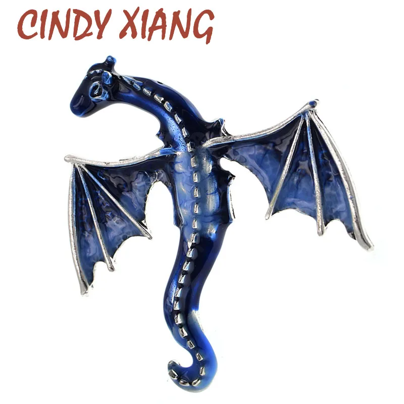 

CINDY XIANG New Fashion Enamel Animal Brooch Pins Unisex Women And Men Large Animal Dragon Brooches 4 Colors For Choose Gift