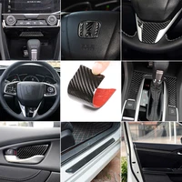 real carbon fiber car interior part center console panel door sill strip steering wheel decoration sticker for honda civic 16 19