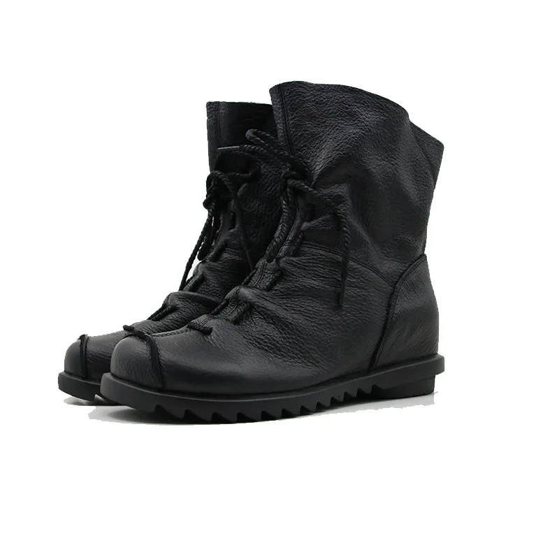 Кожаные ботинки женские сезон осень зима Женские в стиле ретро оригинальные