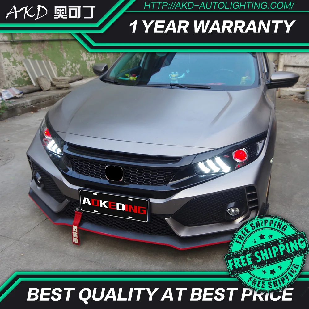 АКД автомобильного тюнинга фар для Honda CIVIC X G10 MK10 светодиодные фары DRL