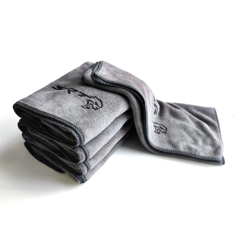 1Pc 75*35Cm Grey For Dodge Challenger Hellcat SRT SRT4 SRT8 Car Wash Towel Cleaning Drying Cloth Emblem Logo Styling - купить по