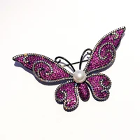 luxury brooches for women high quality purple cubic zirconia butterfly corsage vintage female accessories suit jacket broche