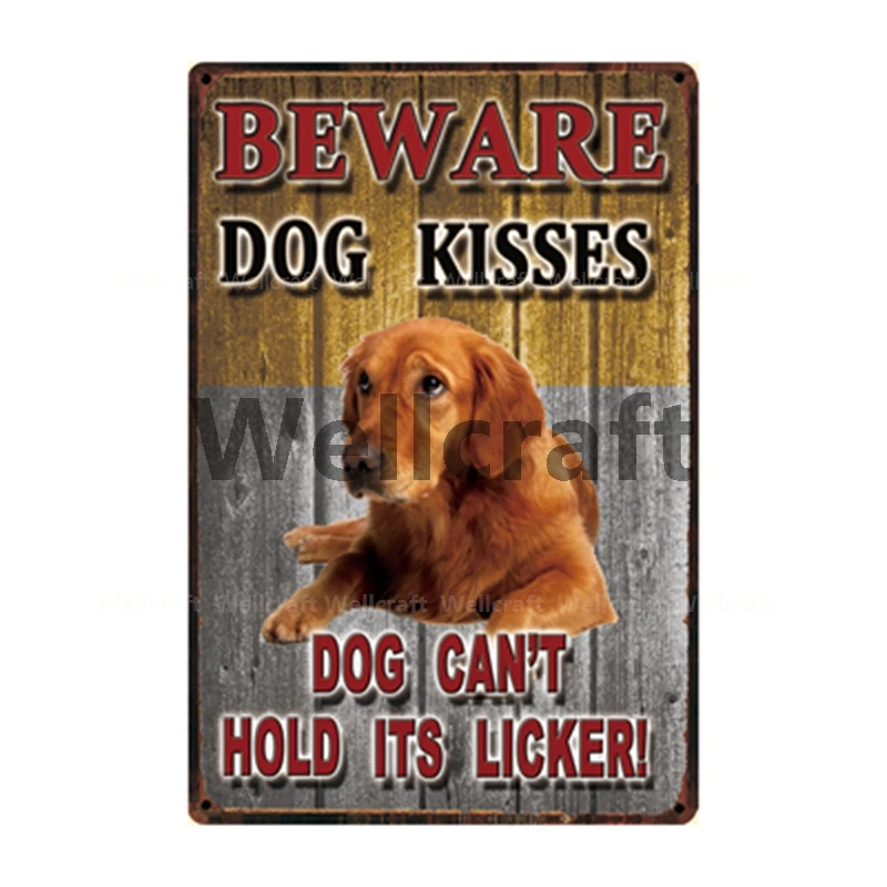 

[ WellCraft ] Dogs Golden Retriever Dachshund Bulldog Metal Sign Tin Poster Home Decor Bar Wall Art Painting 20*30 CM Sizer L6