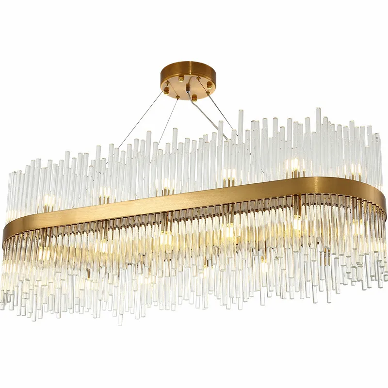 Вилла Овальный Роскошный блеск золотой подвесной светильник Светодиодные