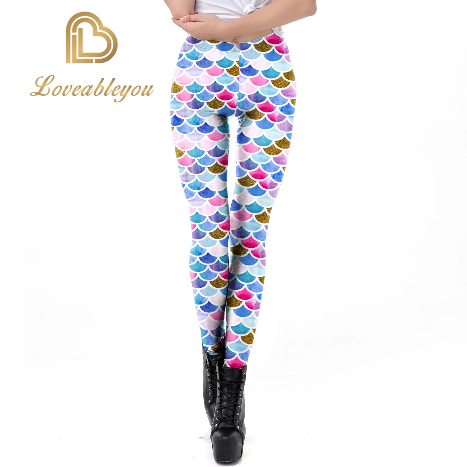 Сексуальные брюки русалки оптовая продажа осенний стиль женские леггинсы яркие