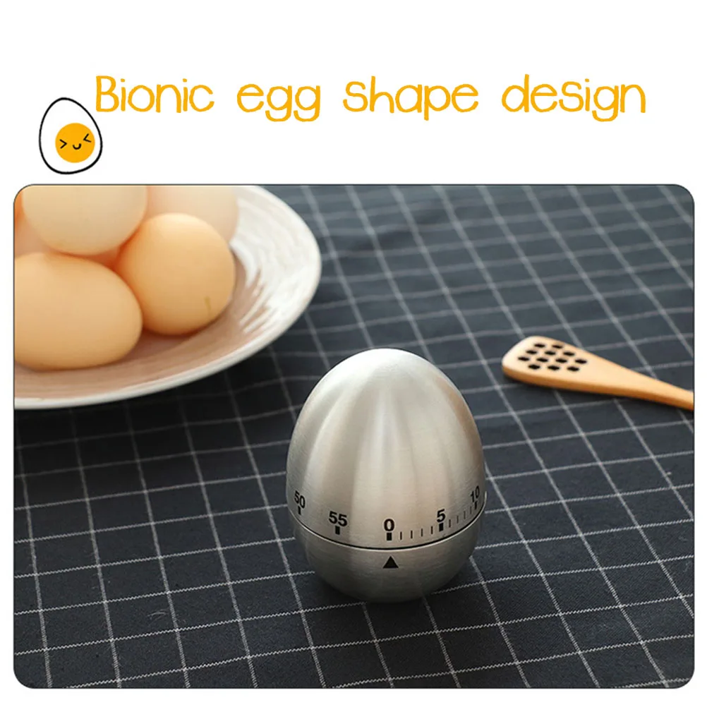 

Mechanical Timer Kitchen Cute Stainless Steel Egg Cooking Countdown Reminder Alarm Household Baking Counter Assistant Tools