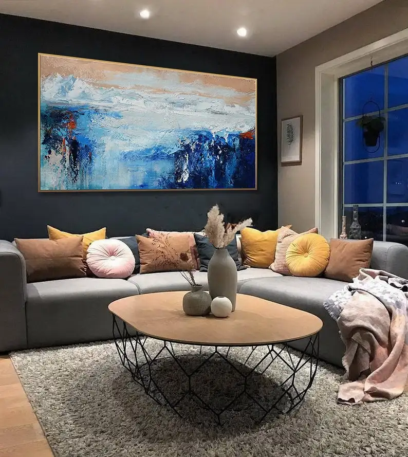 Beste Acryl Panoramisch Canvas Schilderij Extra Grote Geweven Hedendaagse Moderne Oversize Wall Art Kunstwerk Horizontale Abstract Olie