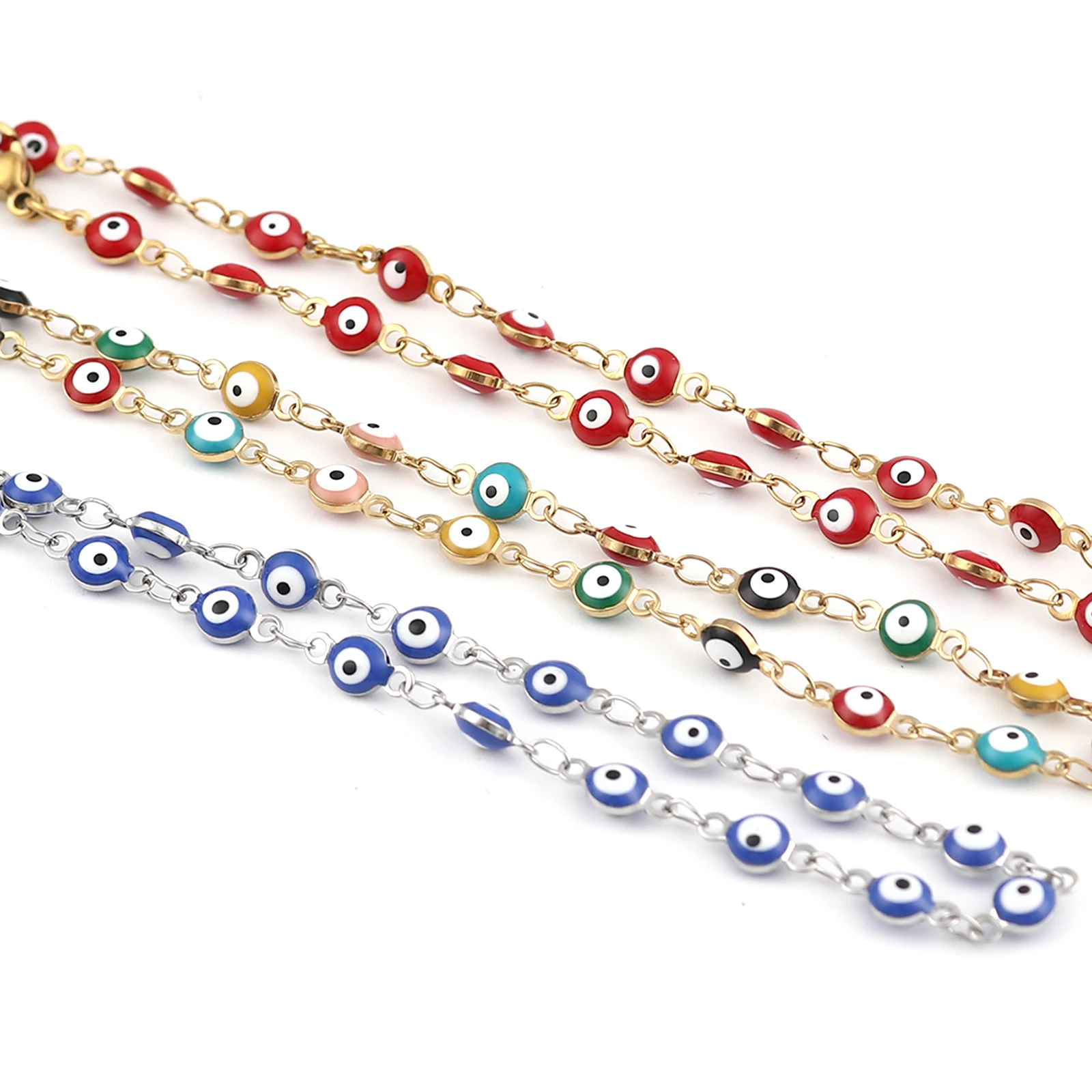 

Beautiful 304 Stainless Steel Bracelets Anklets For Women Turkish Eye Multicolor Evil Eye Bracelets Enamel Jewelry Gifts 1 Piece