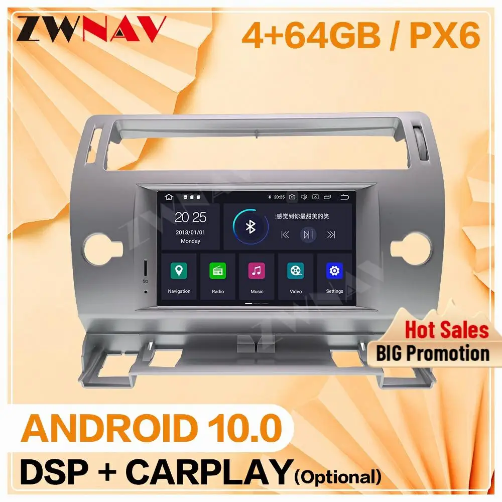 Carplay Android экран 2005 2006 2007 2008 2009 для Citroen C4 C-Triumph C-четыре мультимедийный плеер аудио