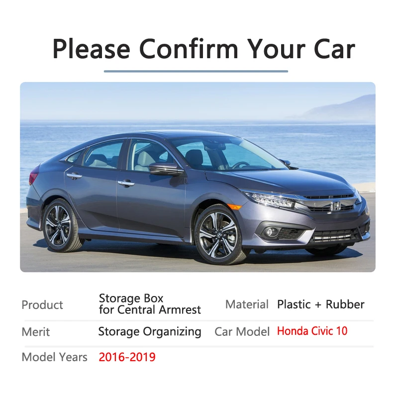 Автомобильный Органайзер, аксессуары для Honda Civic 10,,,,, подлокотник, ящик для хранения, для хранения, для уборки, FC, FK, FC1, FC2, FC5, FK4, FK7