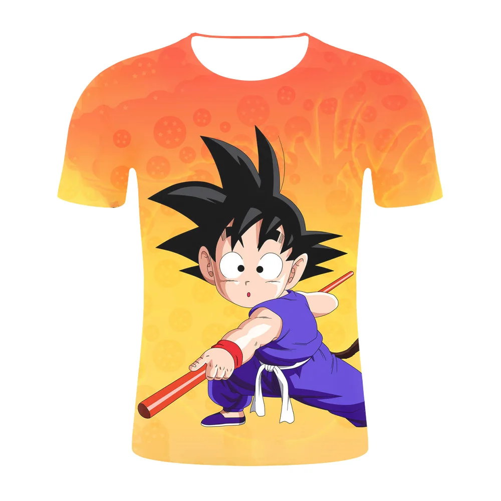 Новинка футболки Dragon Ball Z мужские летние с 3D принтом супер сайян Сон Гоку черная