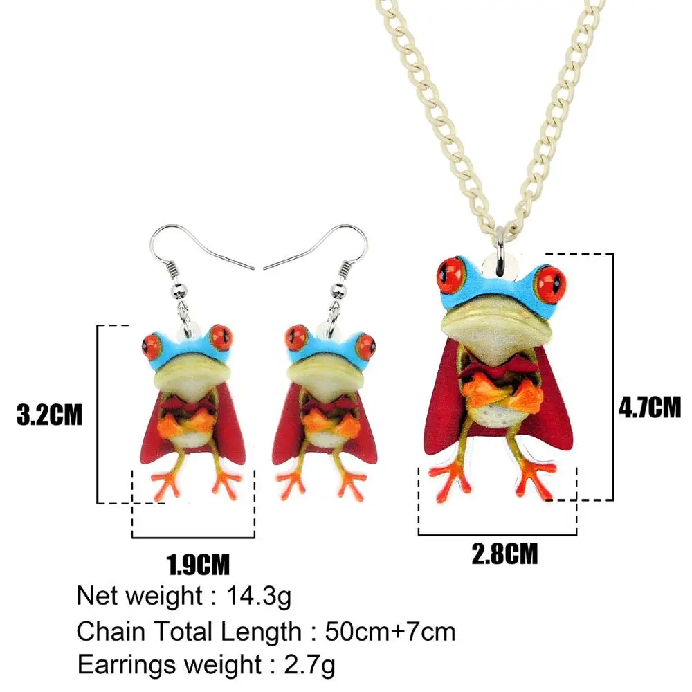 Ожерелье и серьги Bonsny акриловые в виде лягушки | Украшения аксессуары