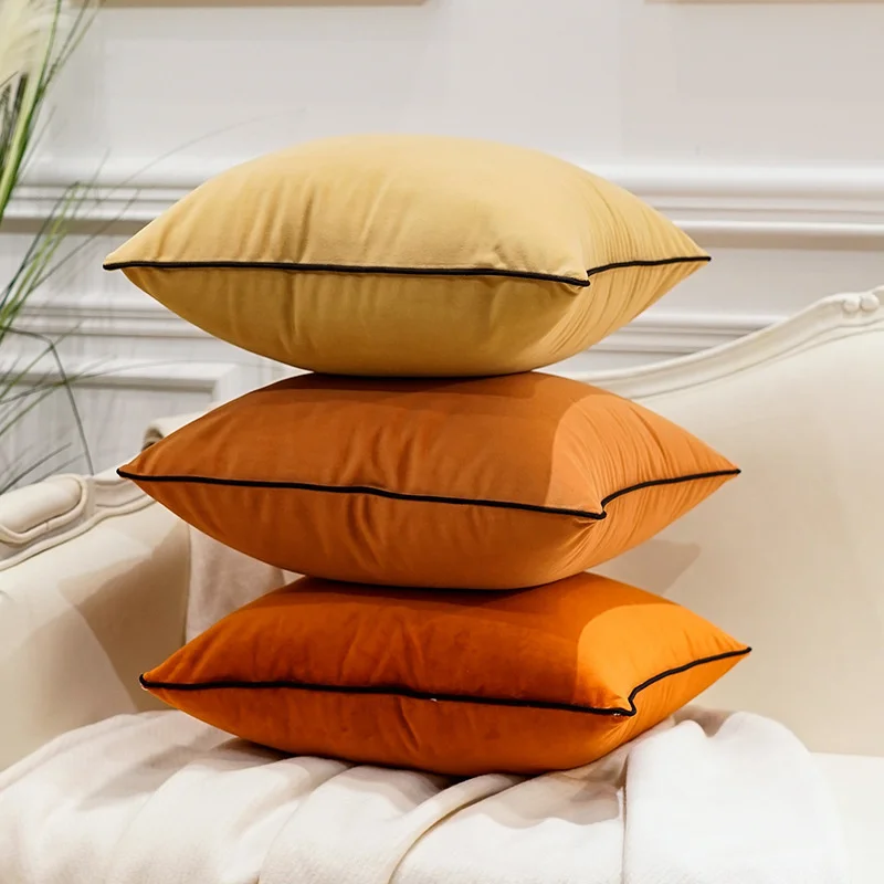 Бархатная Наволочка 50x50 45x45 Современная подушка для дивана в гостиную коричневая