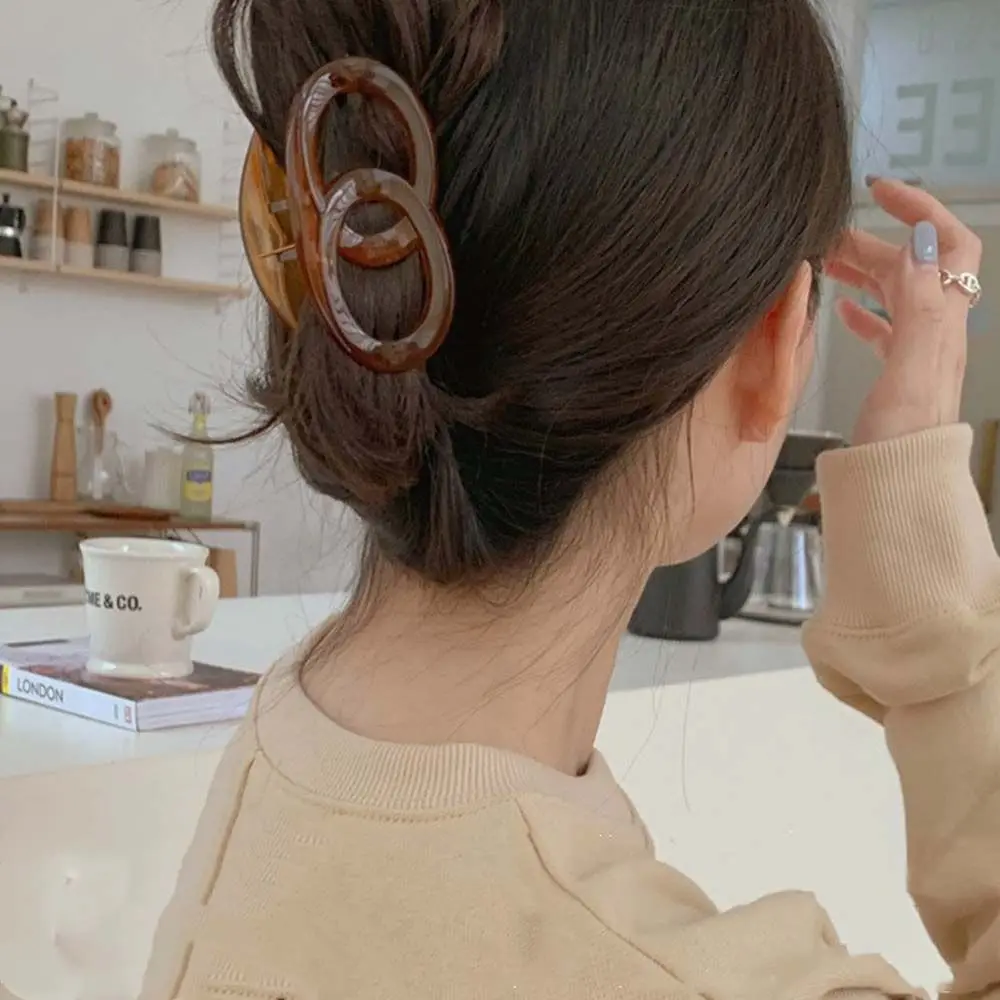 

Elegant Double Circle Hair Claw Clips for Women Hollow Oval Shape Hair Claw Clamps Girls Hair Ponytail Holder Hair Accessories