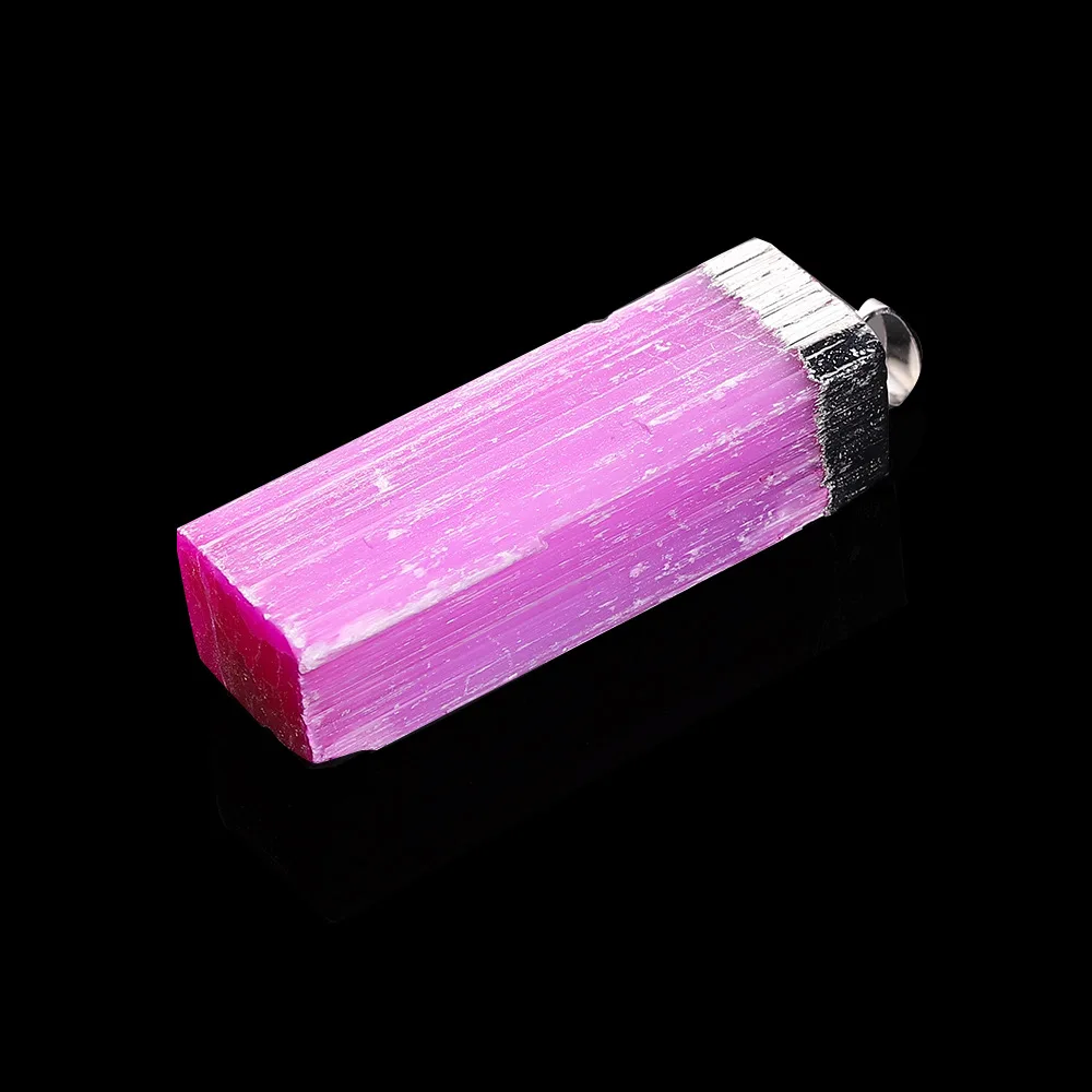 

Natural Raw Ore Crystal Pendant Mixed Color Gypsum Stone Irregular Rectangular Electroplating Edging Necklace Accessories