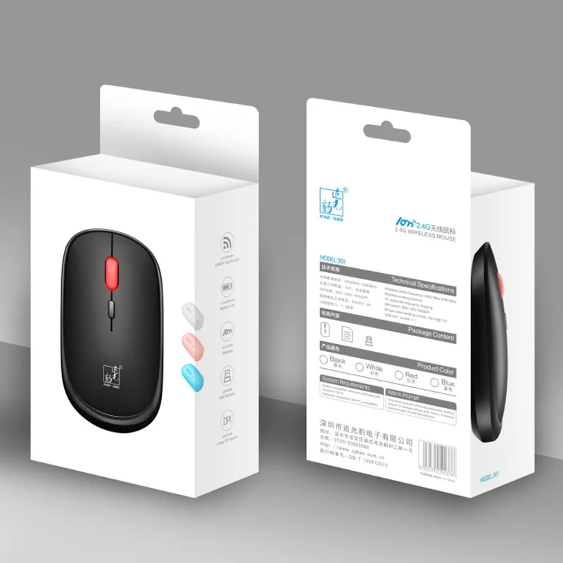 

Leopard 301 Mini Wireless Mouse High-Quality Notebook Office Computer Accessories No Battery 2 Colors Mouse