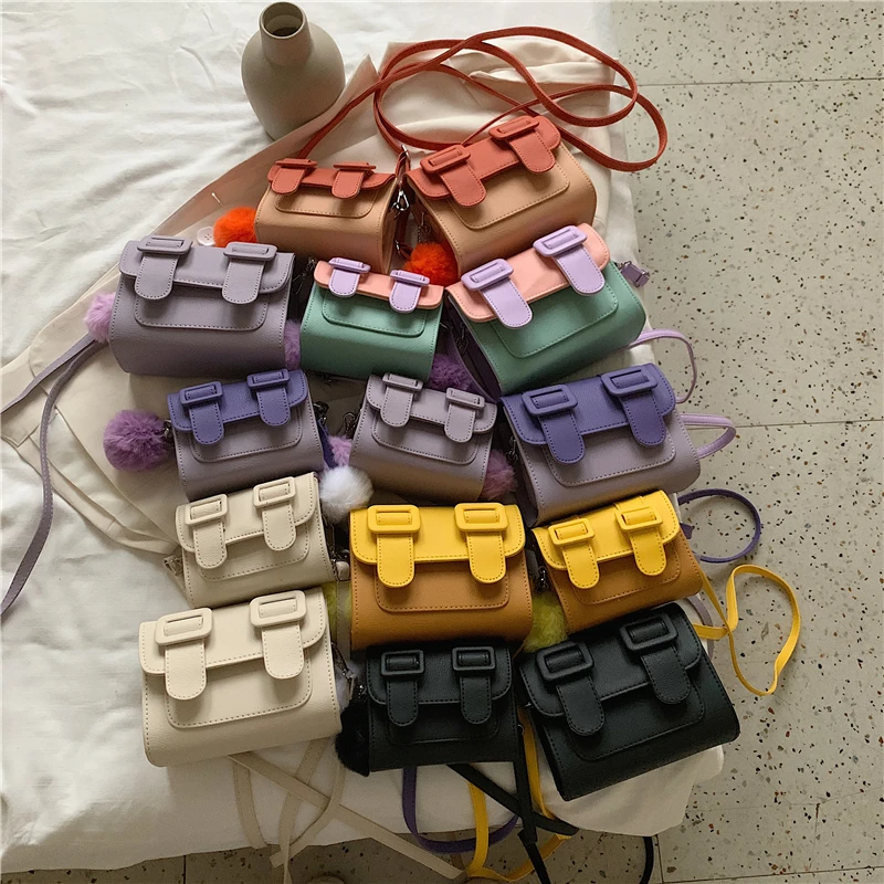 Мини сумки через плечо из искусственной кожи контрастных цветов для женщин 2021