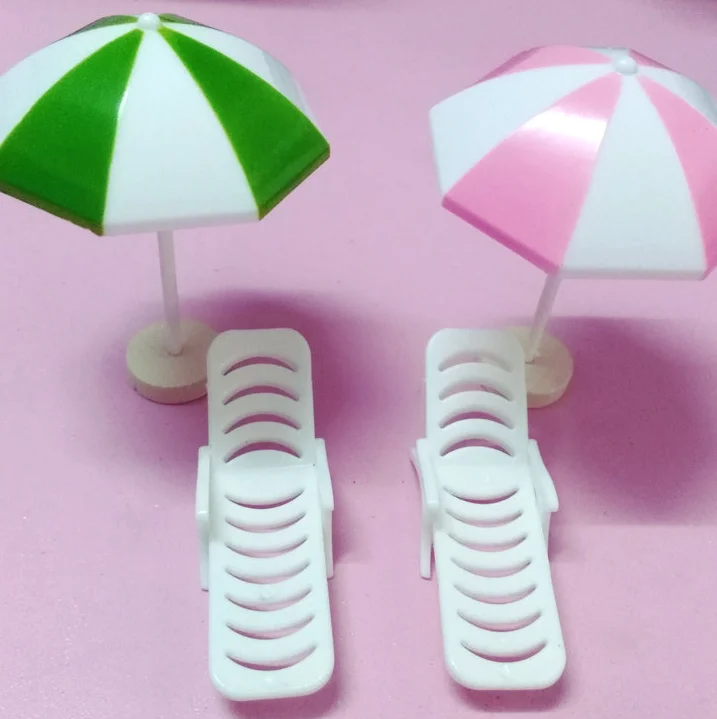 

1:12 Dollhouse Miniature Recliner Parasol Decoration Mini Beach Scene Accessories