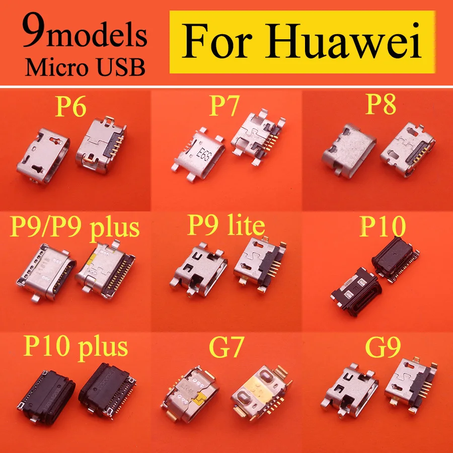 9 моделей 9-180 шт. для Huawei P6 P7 P8 P9 P9plus G7 P10plus G9 micro usb зарядный коннектор, штепсельная вилка, разъем для док-станции