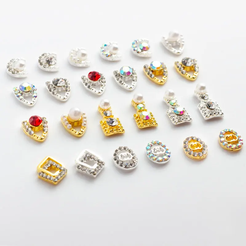 

20pcs/lot Colorful 3d alloy Star moon nail art decorations supplies rhinestones pearl metal nails accessories DIY jewelry charms