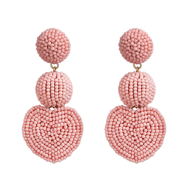 Богемные этнические геометрические круглые бусины с сердечками большие серьги
