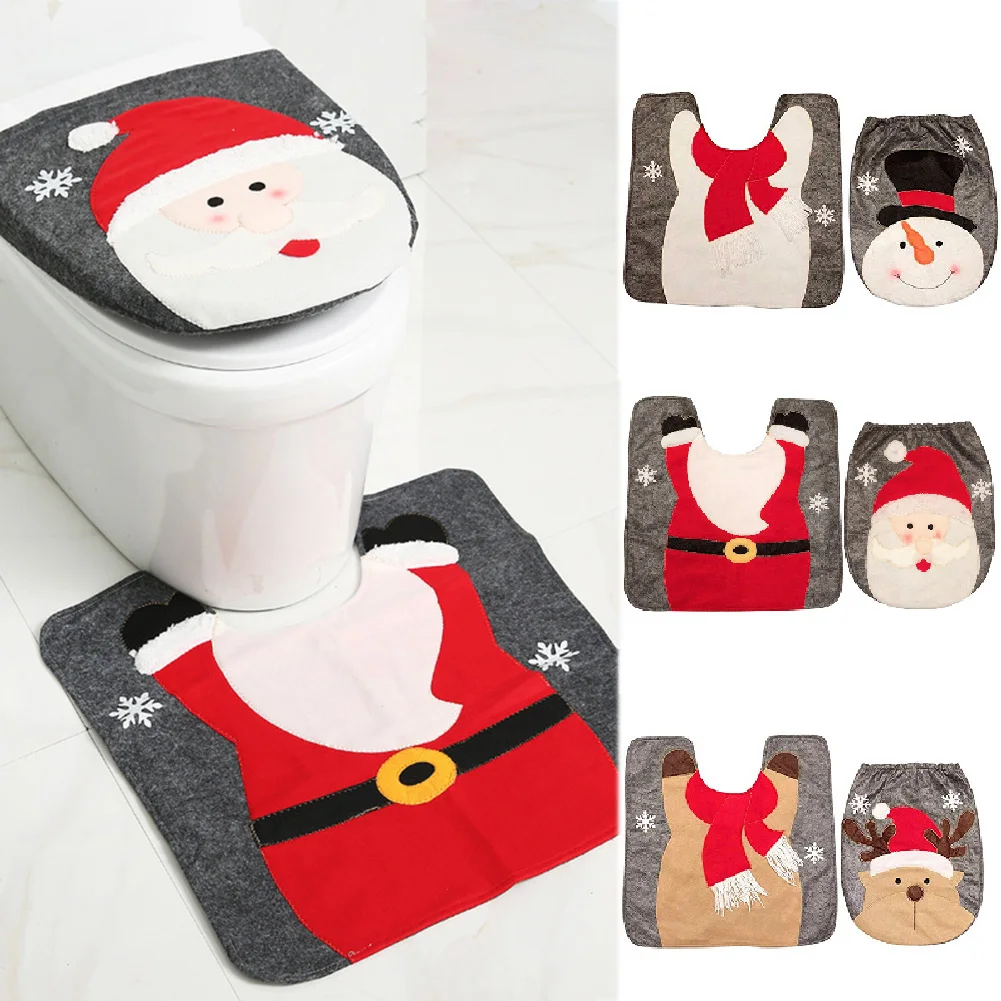 2 шт./компл. Рождественская крышка для унитаза в ванную комнату с Санта Клаусом