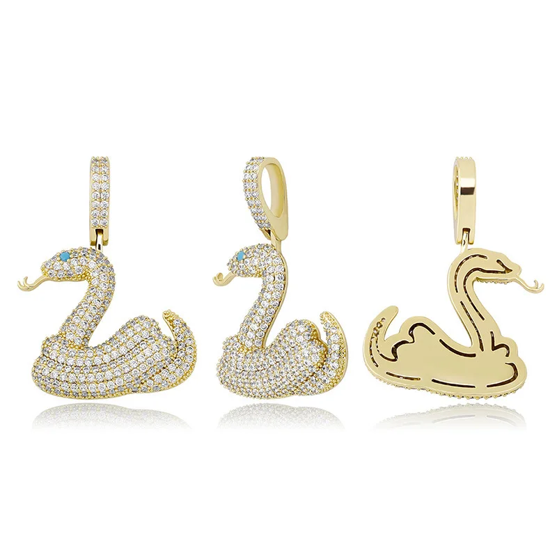 

Hip Hop Micro Paved AAA Cubic Zirconia Stone Iced Out Bling Snake Pendants Necklace for Women Men Rapper Jewelry Gifts
