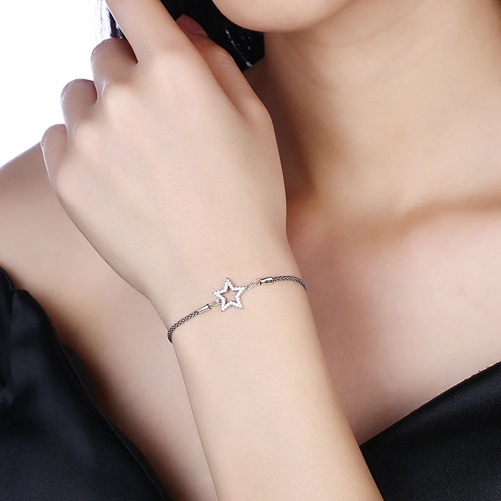 

ZEMIOR 925 Sterling Silver Bracelet For Women Shining Star Vintage Charm Bracelets Fine Jewelry Anniversary To Girlfriend
