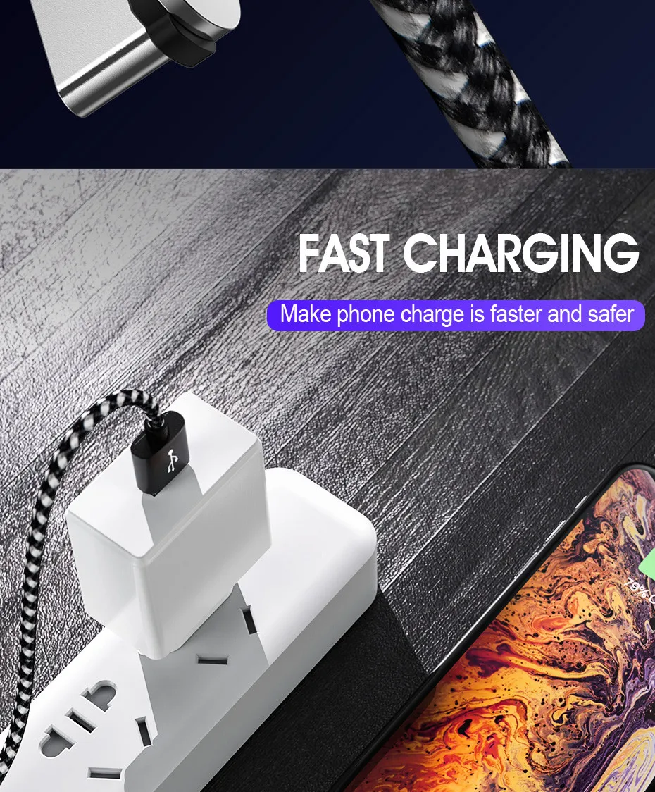 Магнитный usb-кабель H& A для быстрой зарядки, кабель USB типа C, Магнитный зарядный кабель Micro usb для зарядки и передачи данных, кабель USB для мобильного телефона