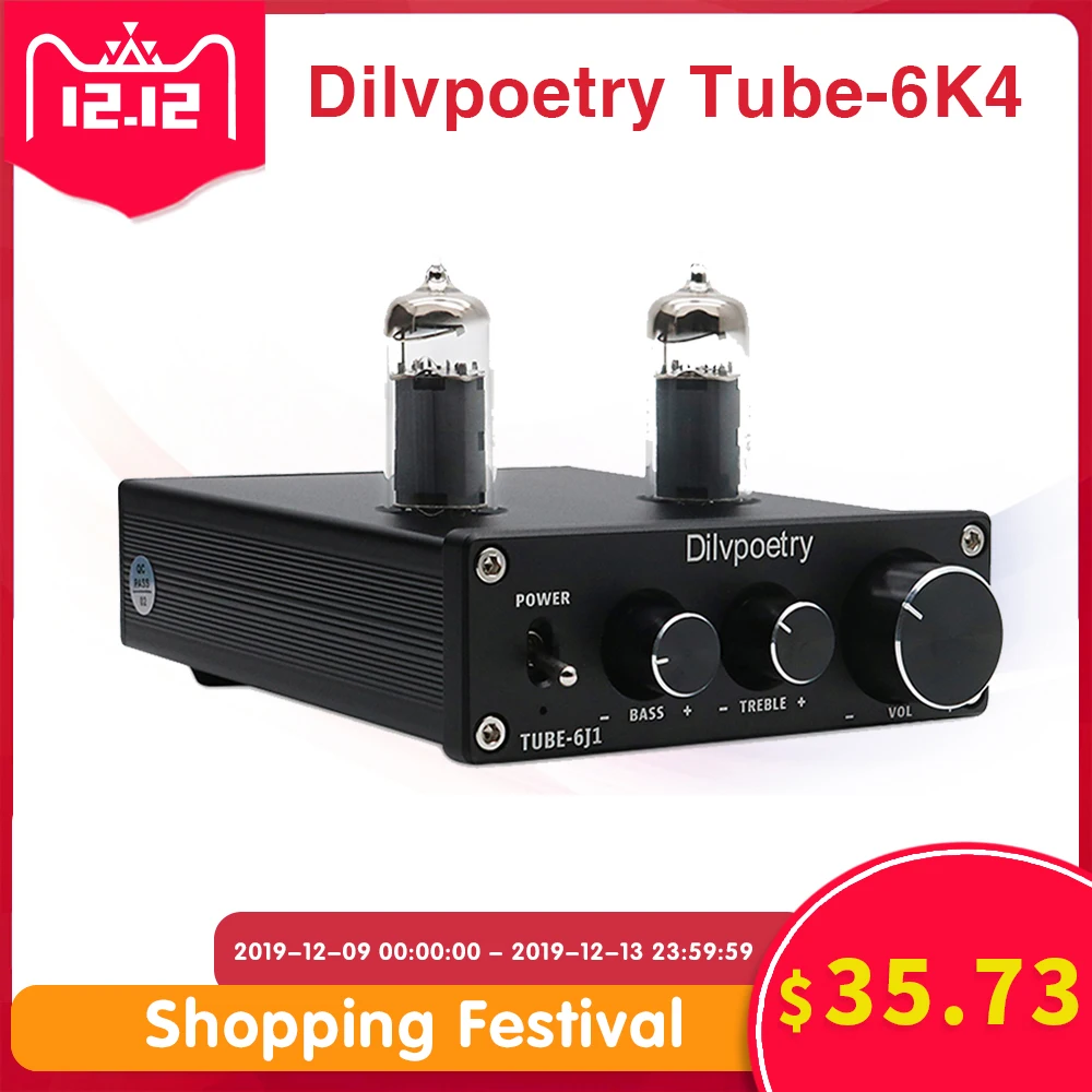 Dilvpoetry 6K4 встроенный ламповый усилитель HiFi TPA3116D2 вакуумный ламповый усилитель стерео аудио предусилитель 6J1 ламповый усилитель для дома