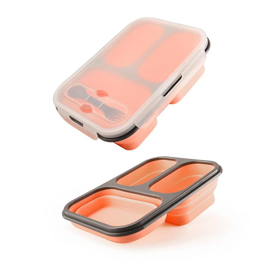 Силиконовые контейнеры для готовой пищи 3 отделения 1100 мл складной контейнер