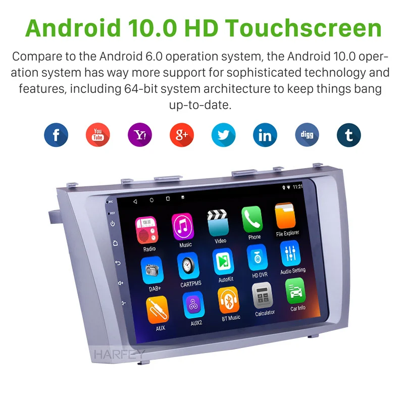 Harfey 2 + 32 ГБ 9 дюймов HD сенсорный экран Android 10 0 Автомобильный GPS мультимедийный
