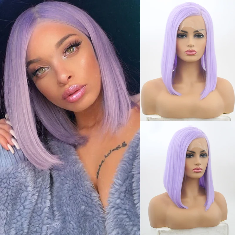 Харизма короткие парики светильник фиолетовый короткий боб парик Натуральные
