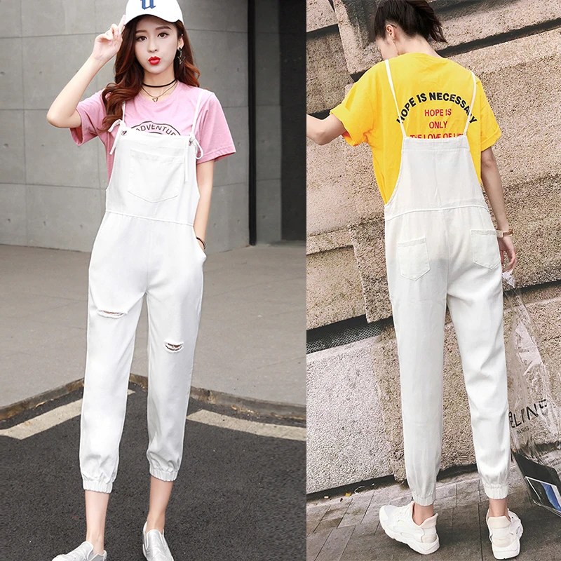 Женские джинсовые комбинезоны свободного покроя повседневные капри без