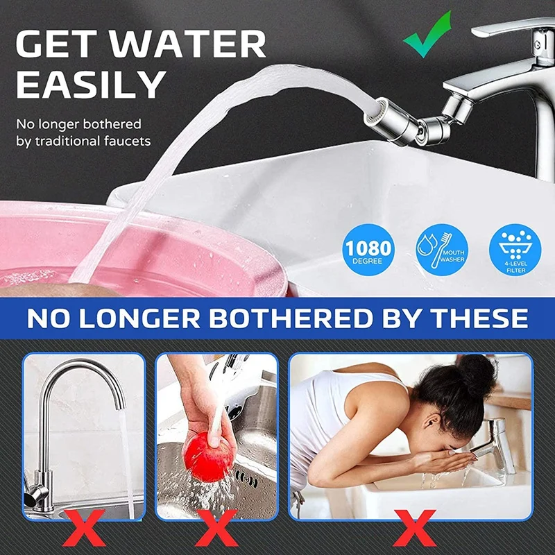 

Universal Splash Filter Faucet Sink Aerator,Upgraded 720 Degree Swivel Sink Faucet Aerator, Dual Function Faucet Aerator