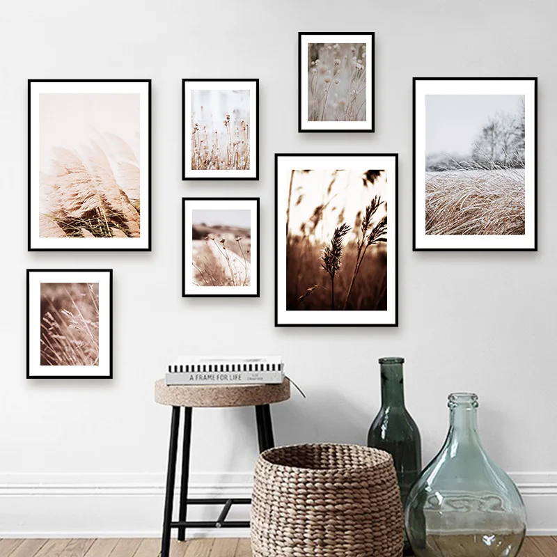 Камыш Пшеница Одуванчик осень пейзаж настенное Искусство Холст Картина