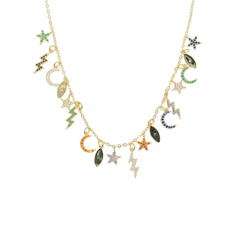 

colorful multi charm charming luxury women necklace Gold filled fashion statement necklaces