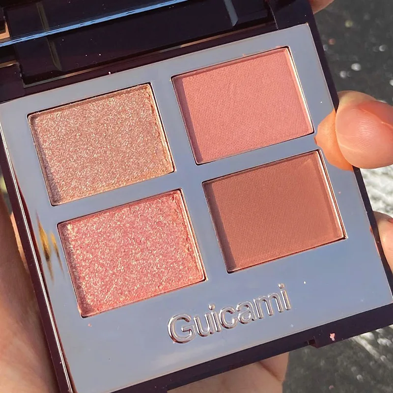 Палетка теней для век 4 цветов жемчужные матовые блестящие земляные тени Красота