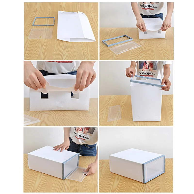 

6 Pcs Transparent Shoe Box Flip Design Plastic Storage Case Organizer Dustproof for Home Home Accessories