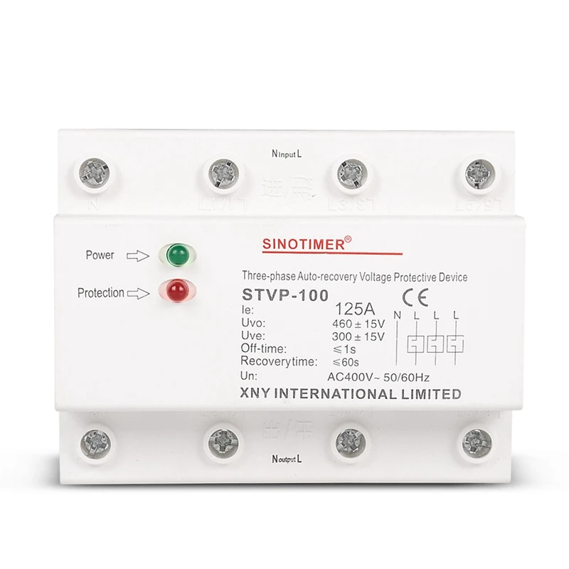 

SINOTIMER STVP-100 3 фазы 4 провода 380 В а автоматическое восстановление Защита от перенапряжения реле напряжения защитное устройство