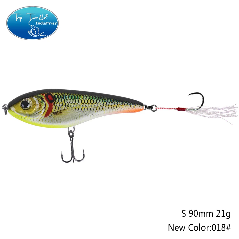 90mm 21g 018 90 мм 21 г цвета от 001 до 035 Тонущая Мускусная Щука искусственная рывковая приманка с одним крюком перьевая приманка для рыбалки - Цвет: 90mm 21g 018